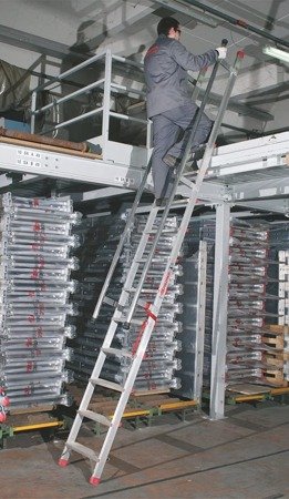 Drabina aluminiowa schody z poręczami FARAONE (wysokość robocza: 4,50m) 99675043