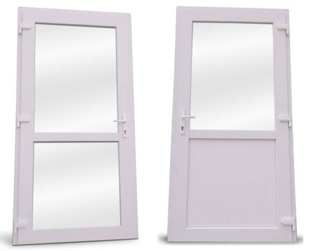Drzwi zewnętrzne sklepowe (kolor: biały, strona: lewa, szerokość: 105 cm)